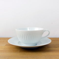 Set of 6 White Porcelain Cups and Plates from Hutschenreuther