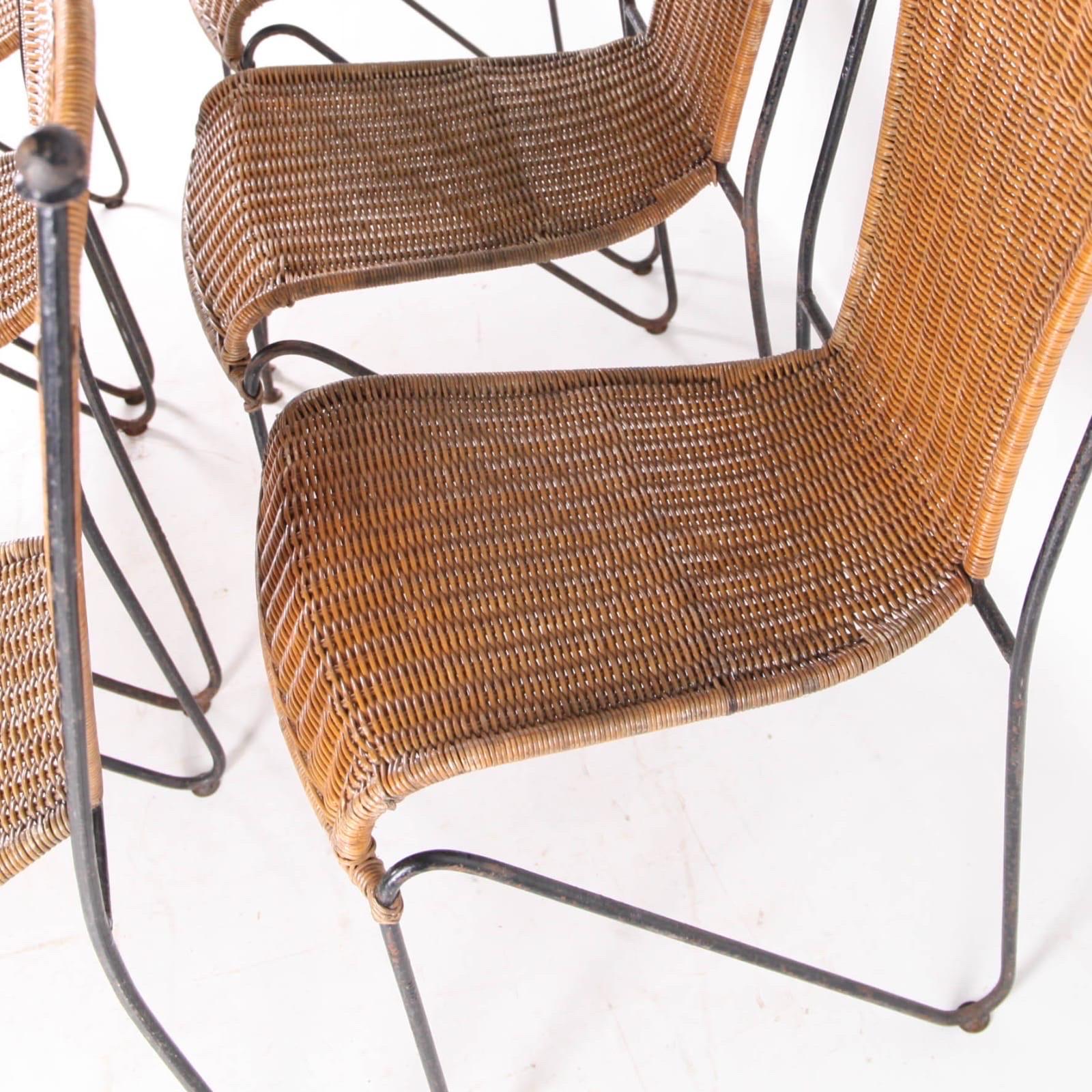 Osier Ensemble de 6 chaises en osier et en fer en vente