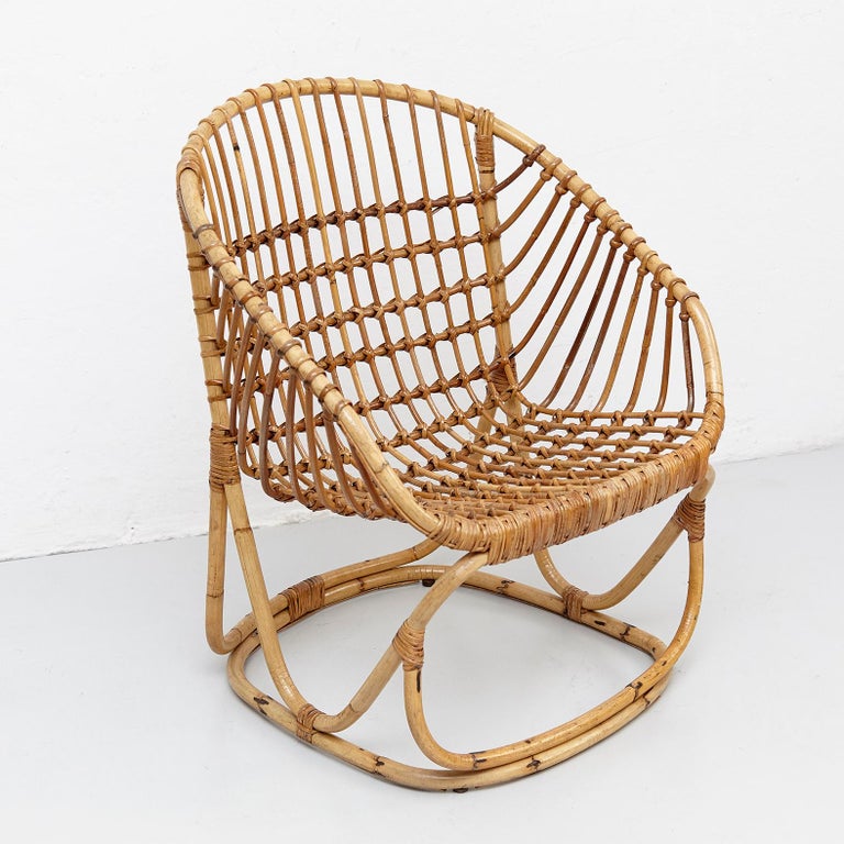 Set of 6 Wicker Chairs by Tito Agnoli for Bonacina, circa 1960 at 1stDibs
