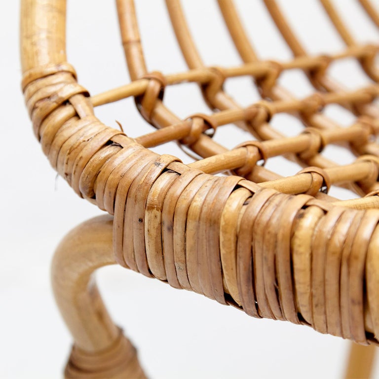 Set of 6 Wicker Chairs by Tito Agnoli for Bonacina, circa 1960 at 1stDibs