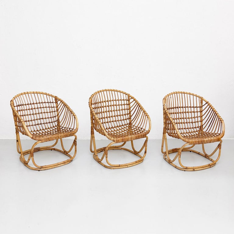 Set of 6 Wicker Chairs by Tito Agnoli for Bonacina, circa 1960 at 1stDibs