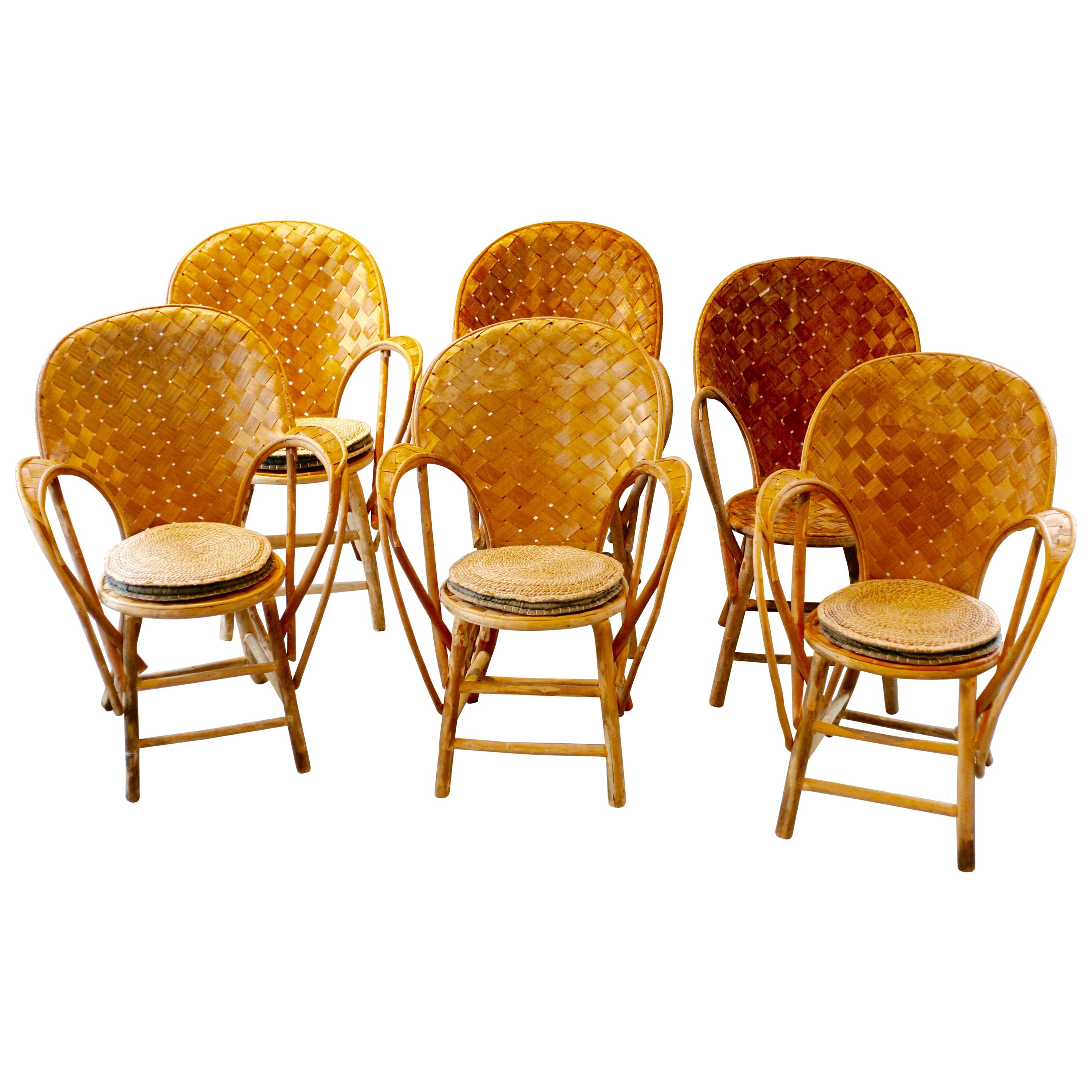 Set of 6 Wicker Chairs, Provence Chair, Designed by Le Corbusier For Sale  at 1stDibs