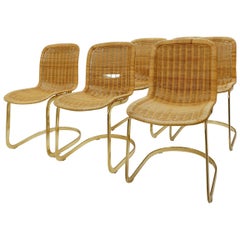 Set of 6 Wicker Dining Chairs by Cidue, 1970s