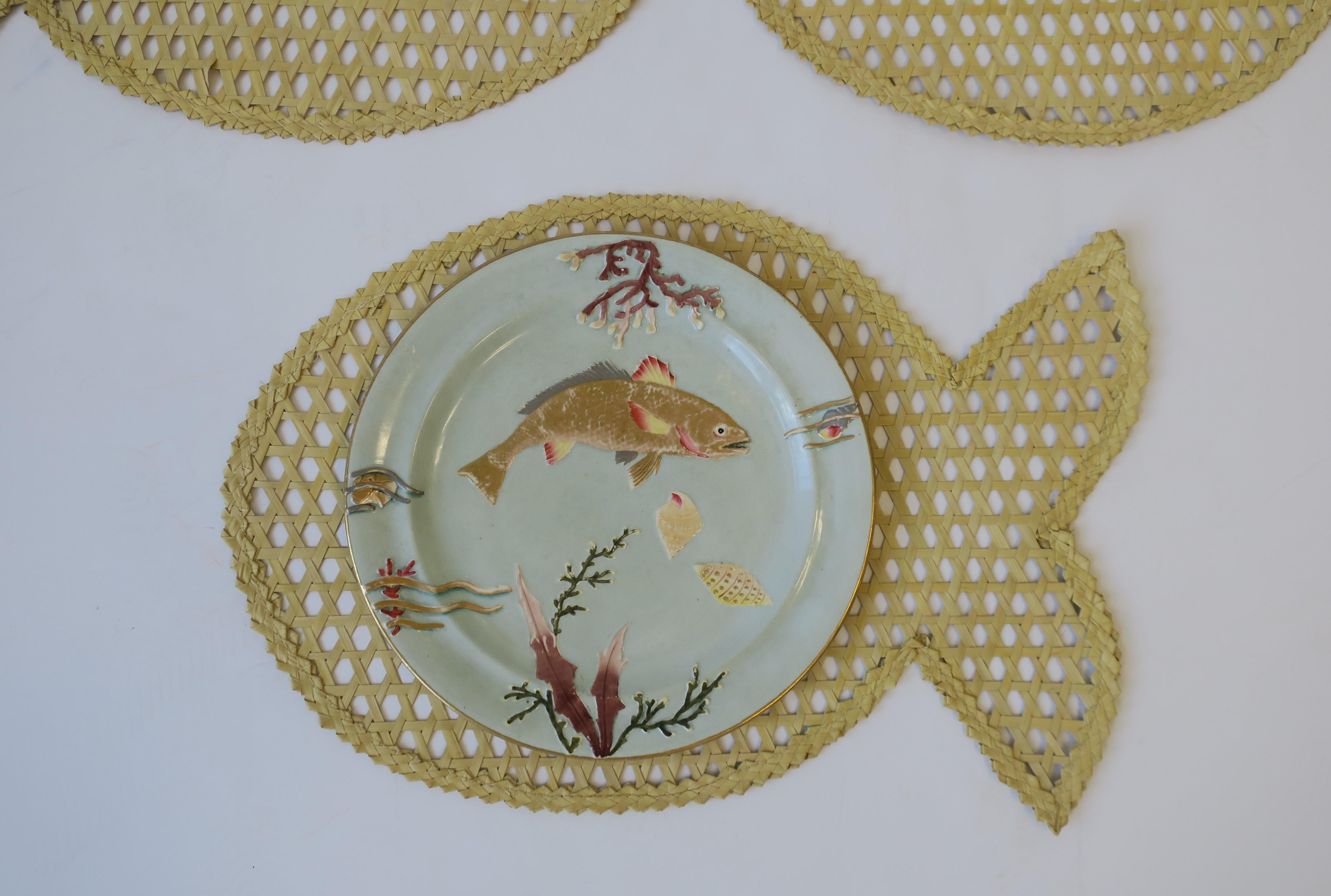 Set of Wicker Fish Table Placemats, circa 1970s 2