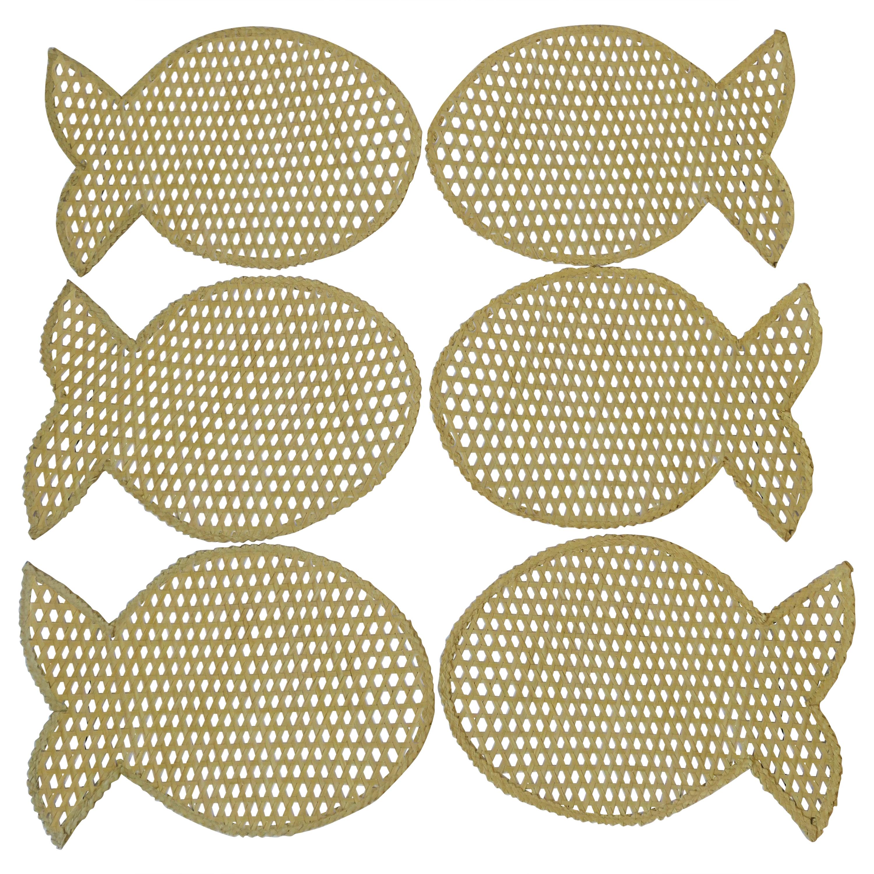 Set of Wicker Fish Table Placemats, circa 1970s