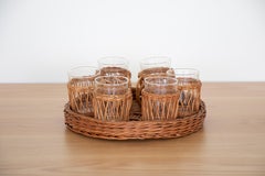 Set of 6 Wicker Glass Mugs