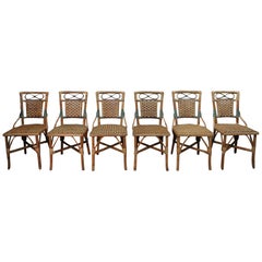 Set of 6 Wicker or Rattan Chairs, circa 1960