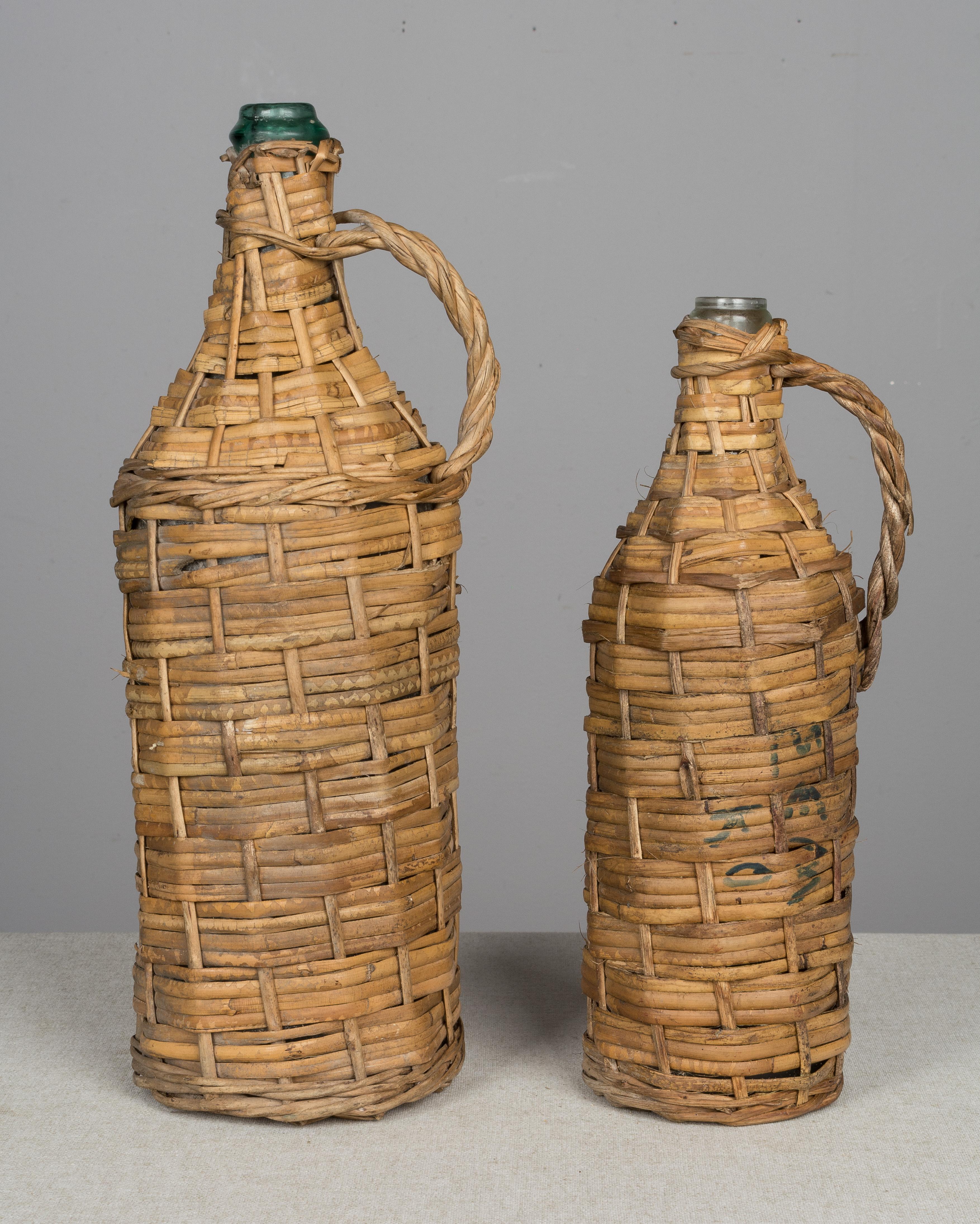 Set of 6 Wicker Wrapped Glass Bottles 3