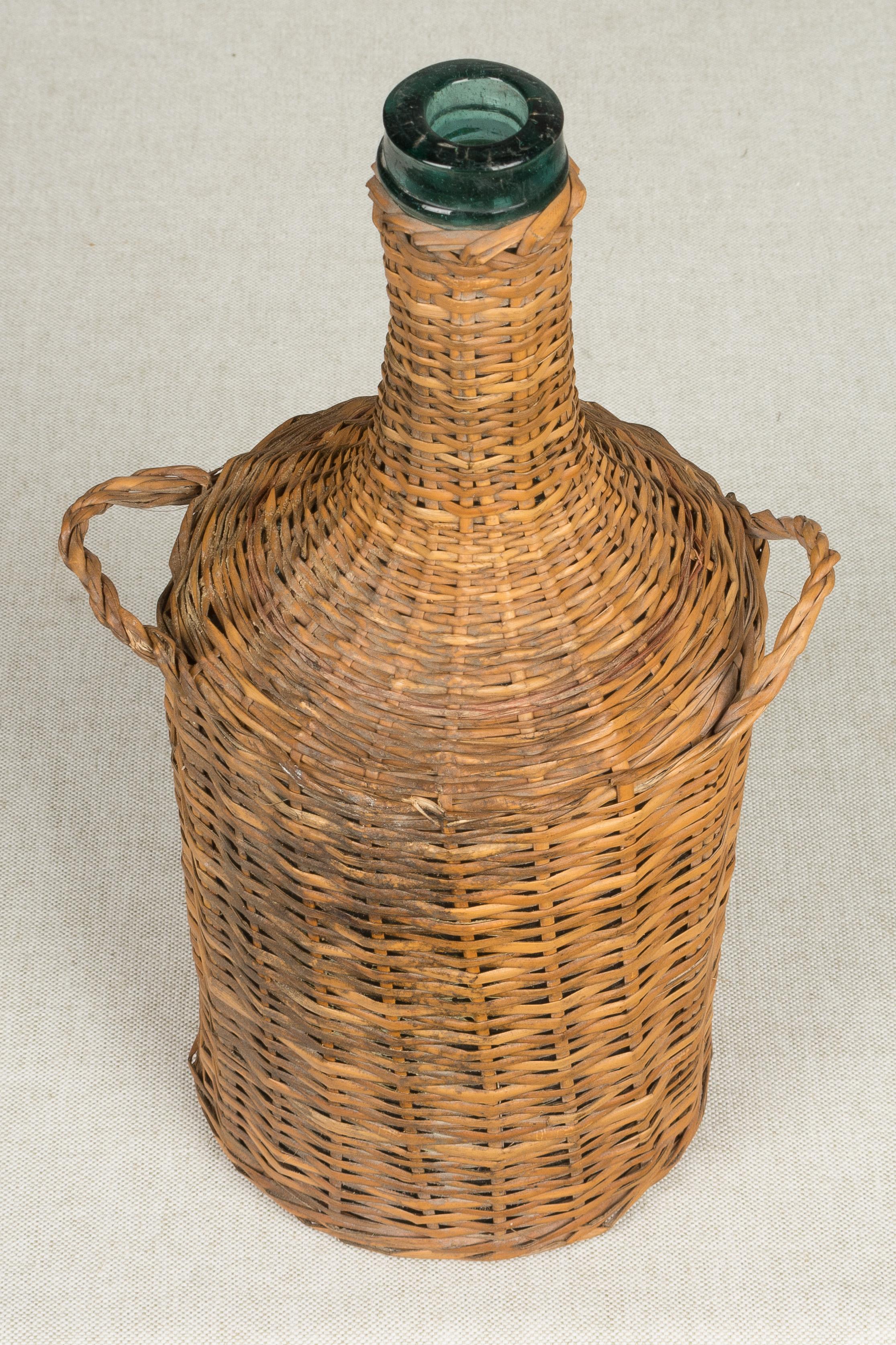Set of 6 Wicker Wrapped Glass Bottles 11