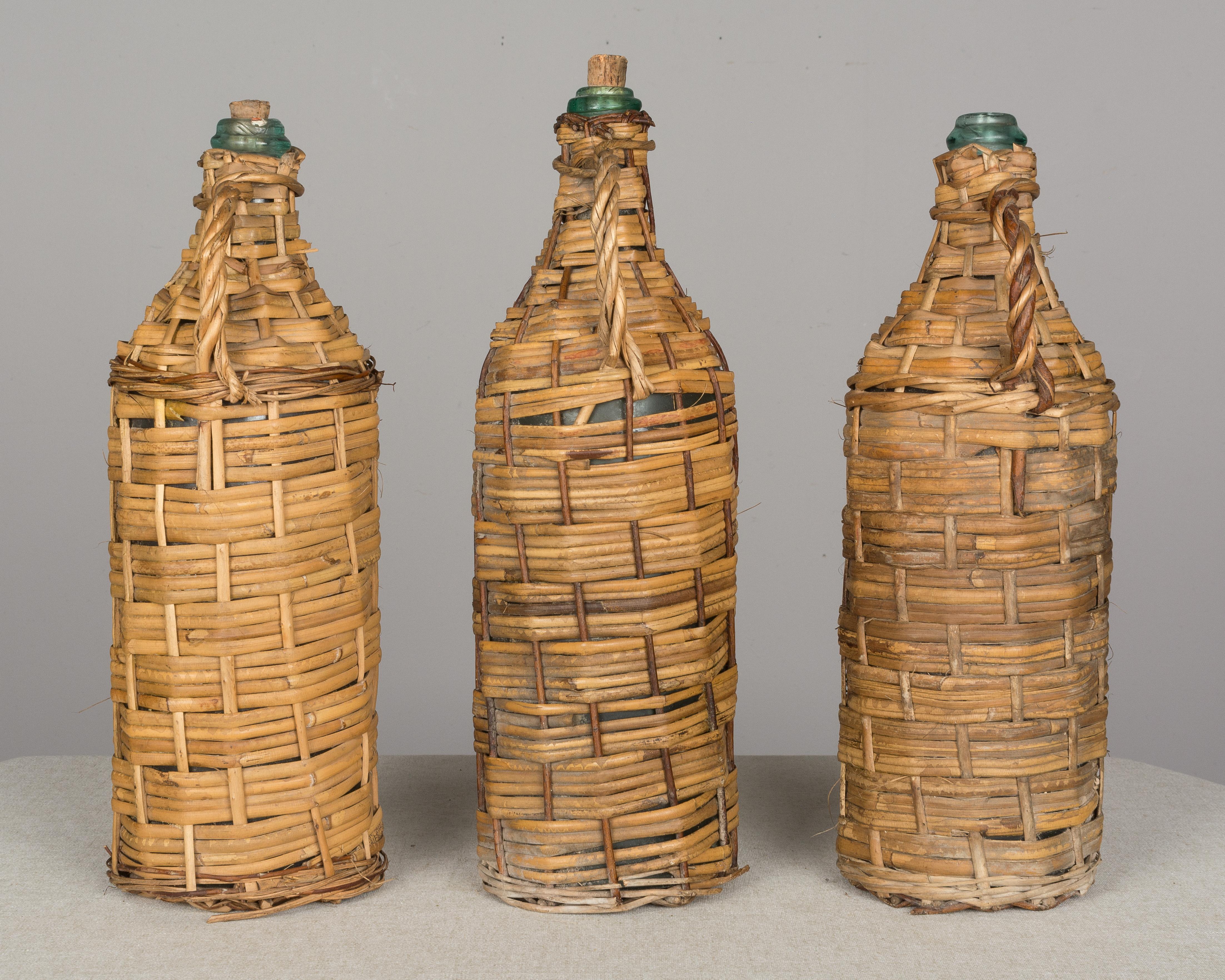 vintage wicker wrapped bottle