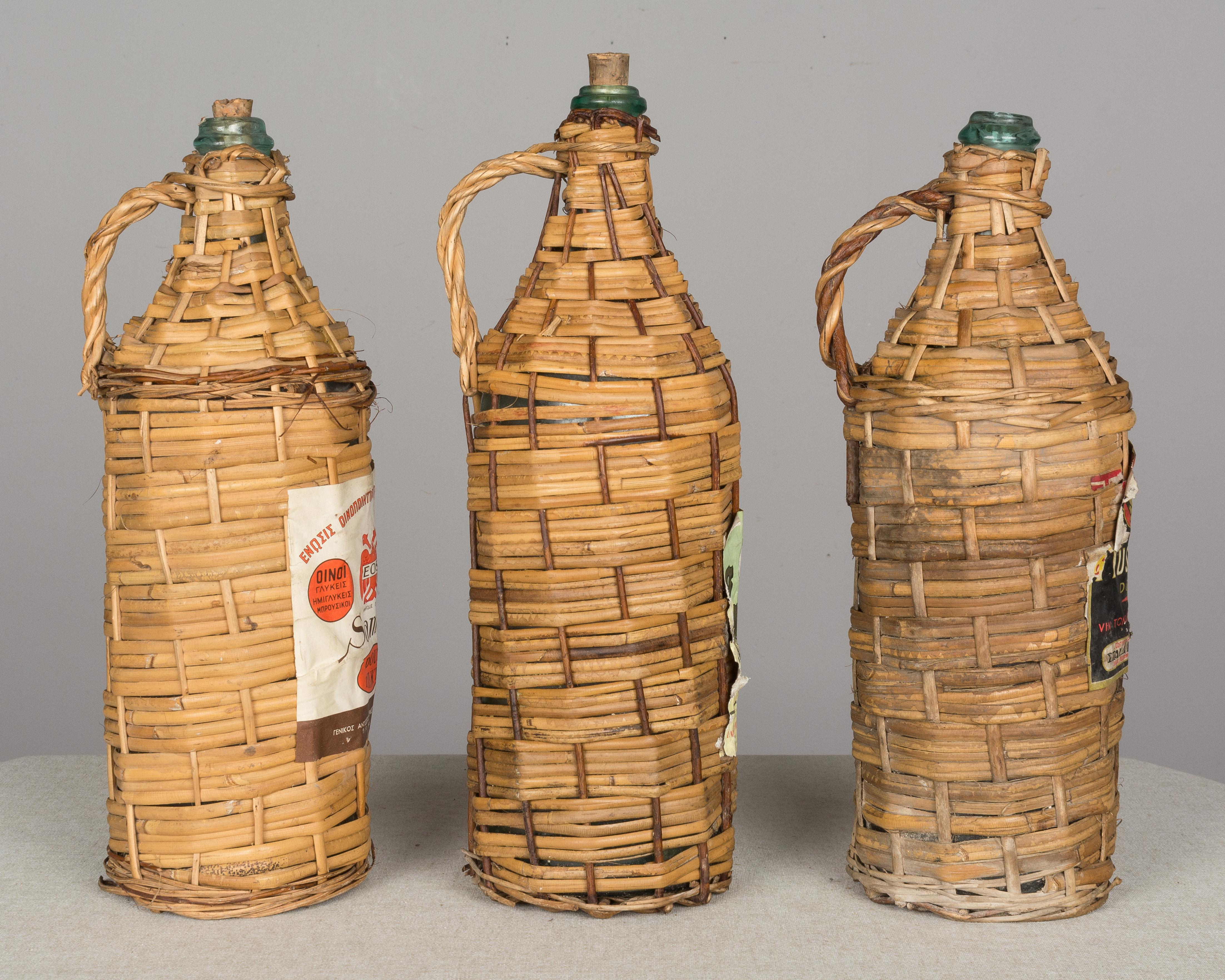 wicker wrapped bottles