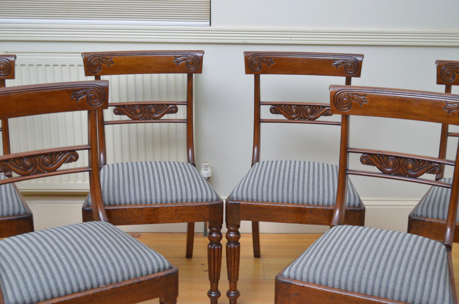 English Set of 6 William IV Mahogany Dining Chairs