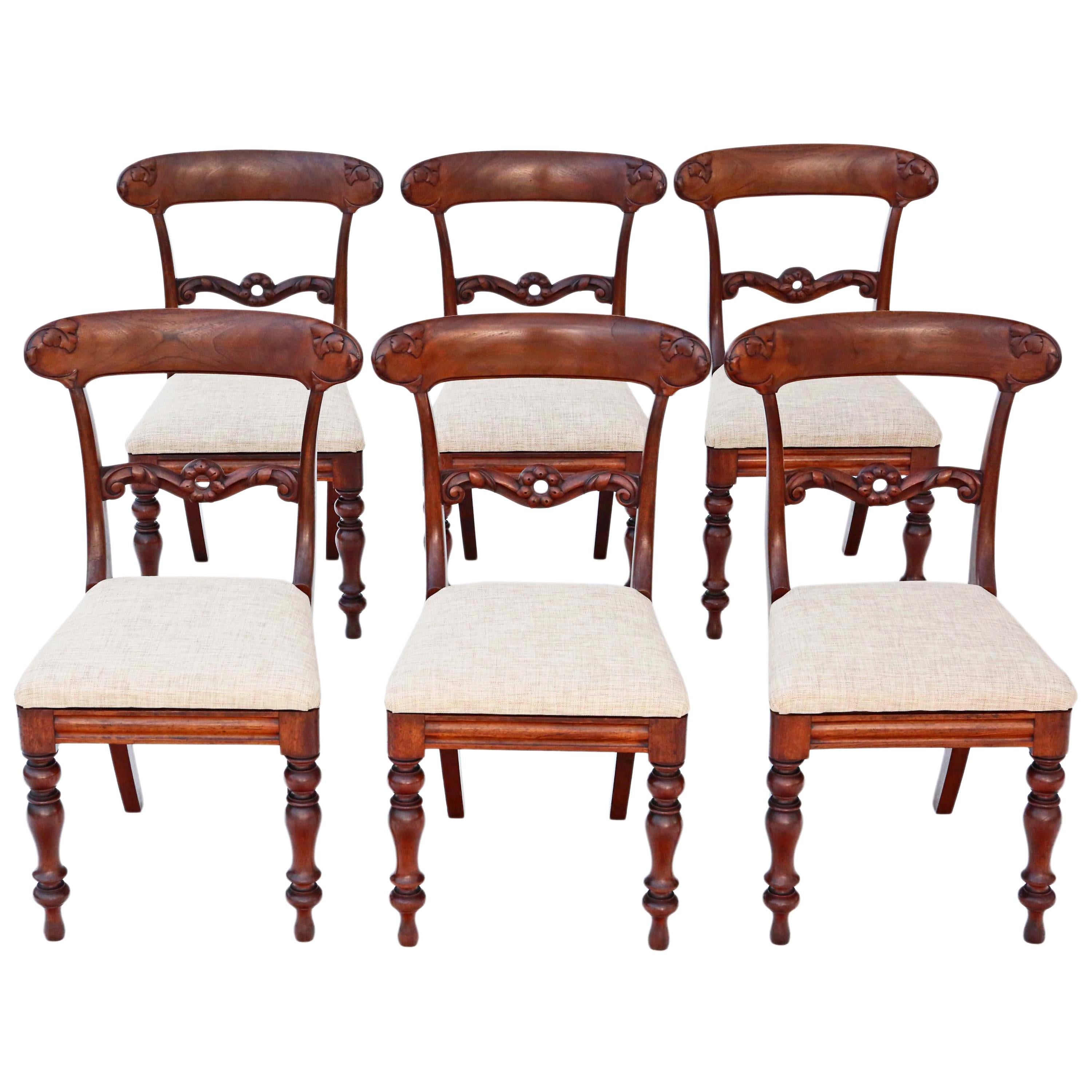 Set of 6 William IV Mahogany Rosewood Dining Chairs