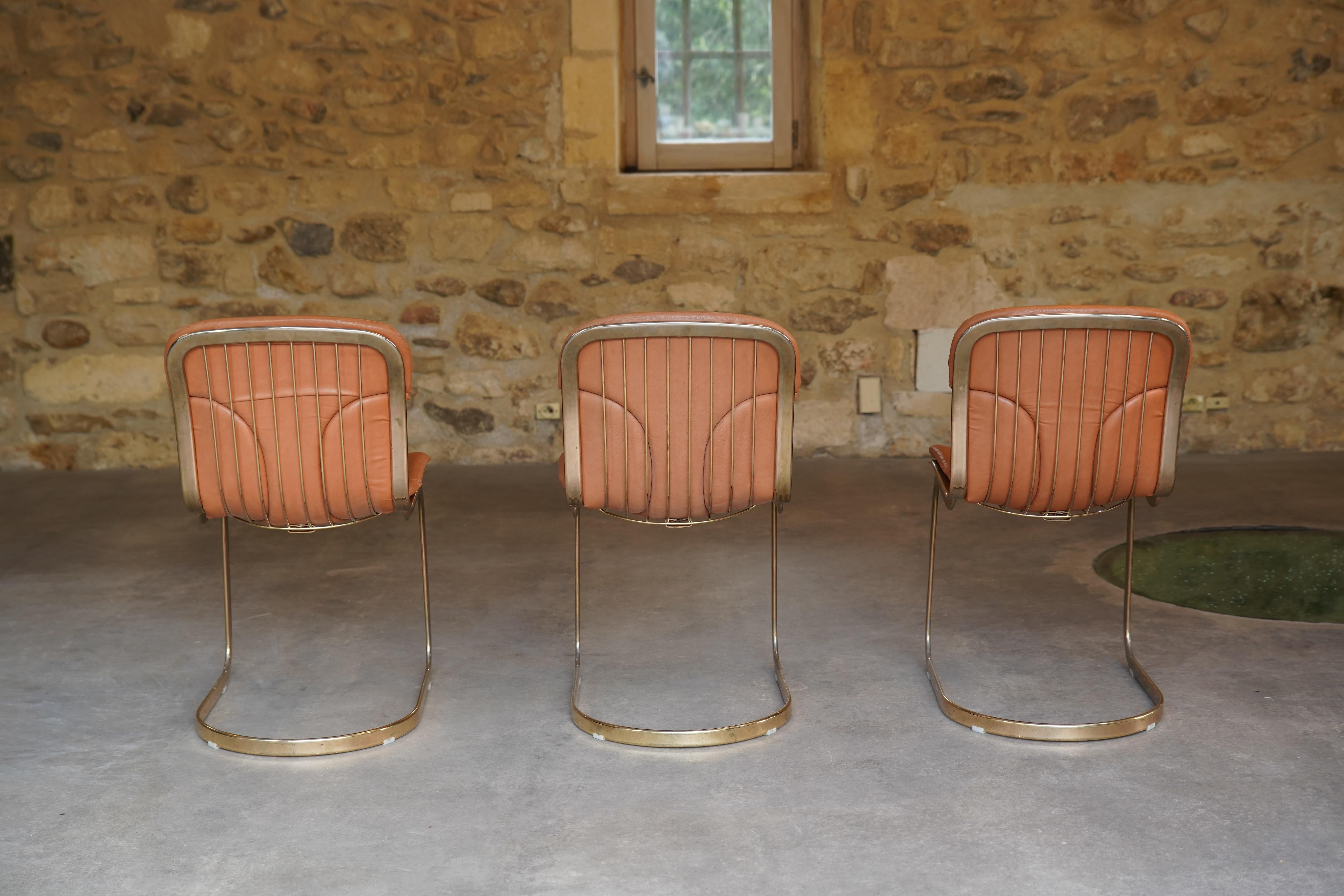 Set of 6 Willy Rizzo Cantilever Dining chairs for Cidue, Italy 1970s 1