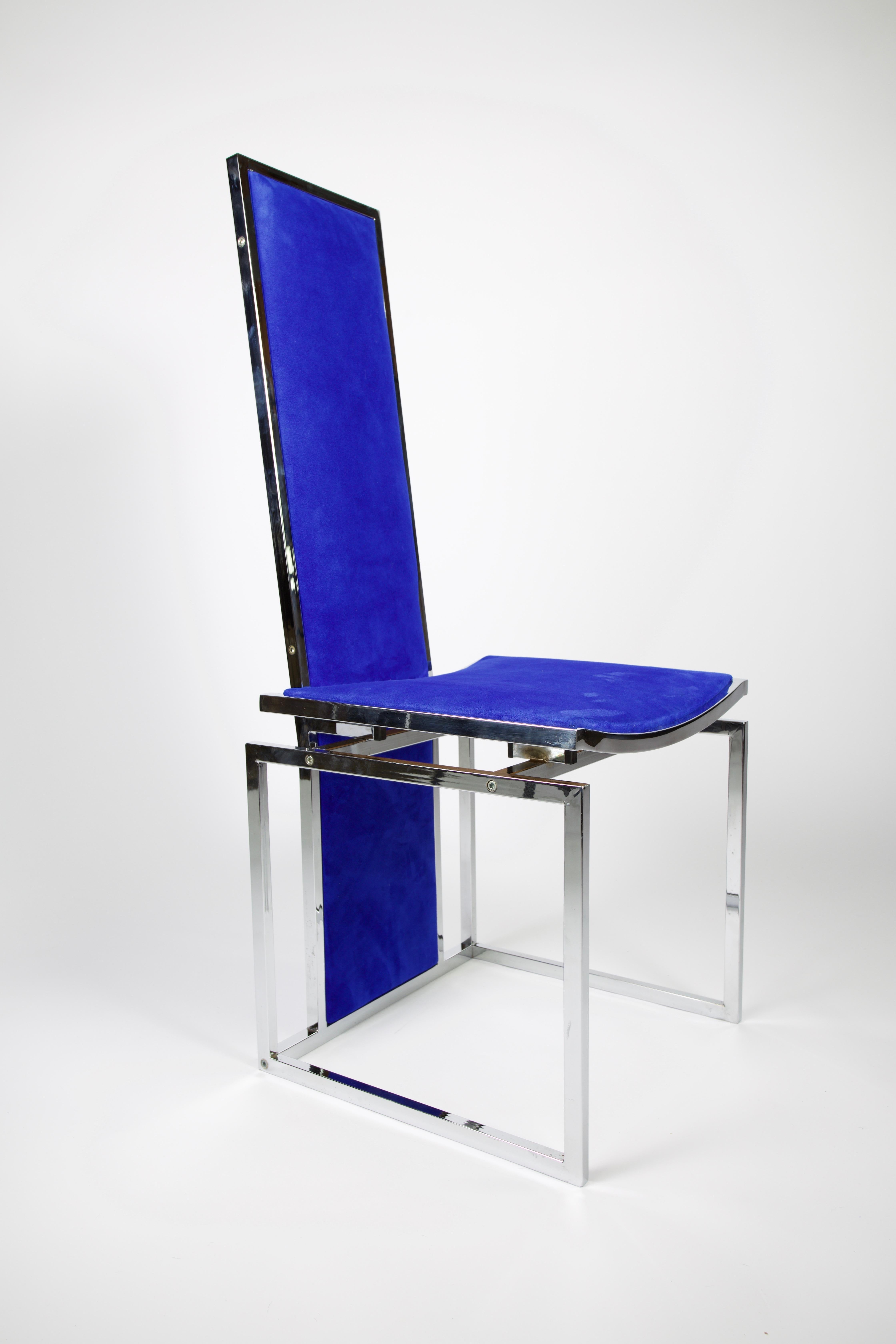 Italian La Metal Arredo, Paderno D. Milano set of 6 High Back Dinning Chairs For Sale