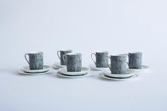 Set of 6 Windsor Bone China Coffee Cups with Saucers and Dessert Plates, UK 1966