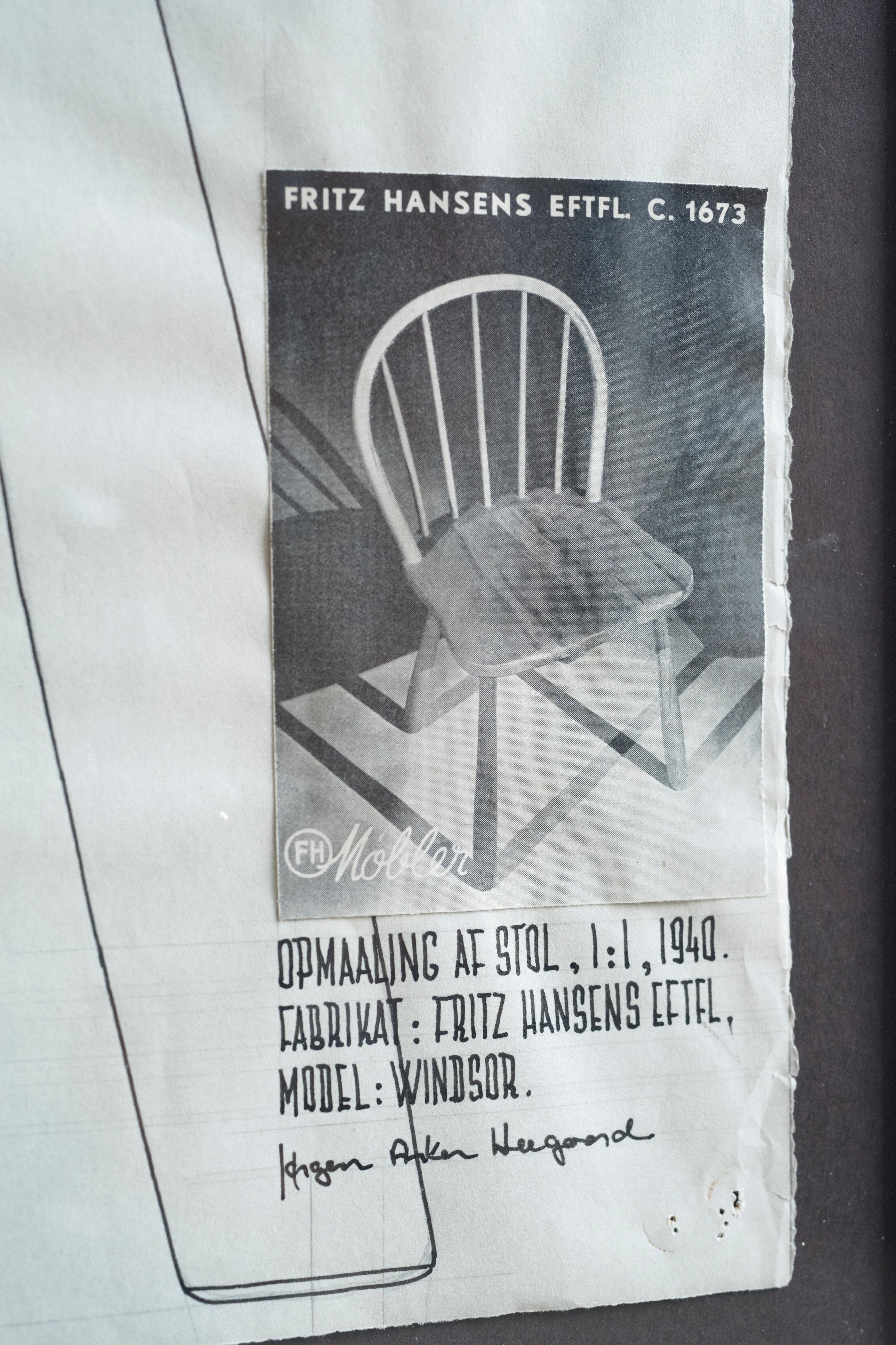 6 Esstischstühle 'Windsor' von Jørgen Anker Heegaard, Fritz Hansen, 1940 im Angebot 8