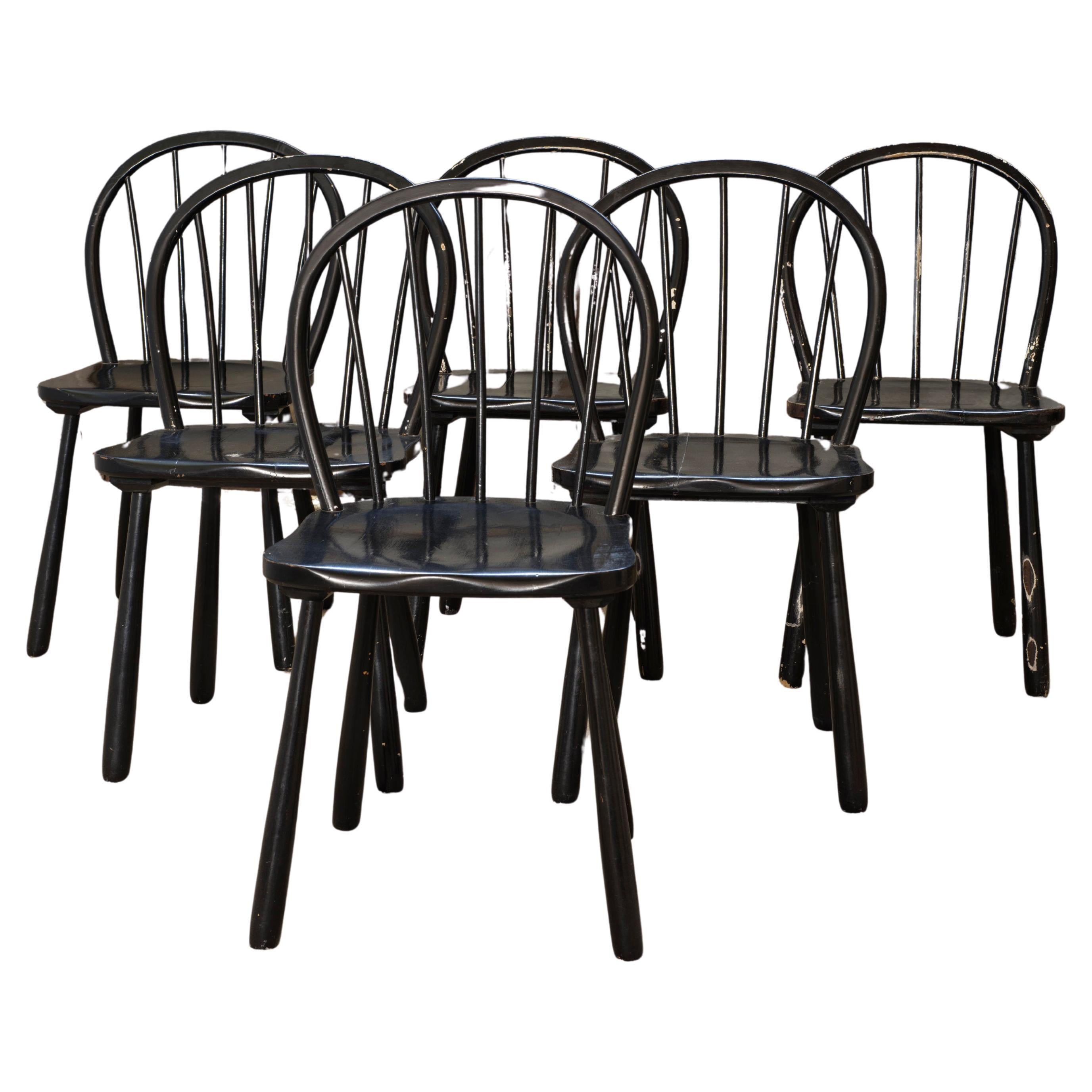 Set of 6 'Windsor' dining chairs by Jørgen Anker Heegaard, Fritz Hansen, 1940