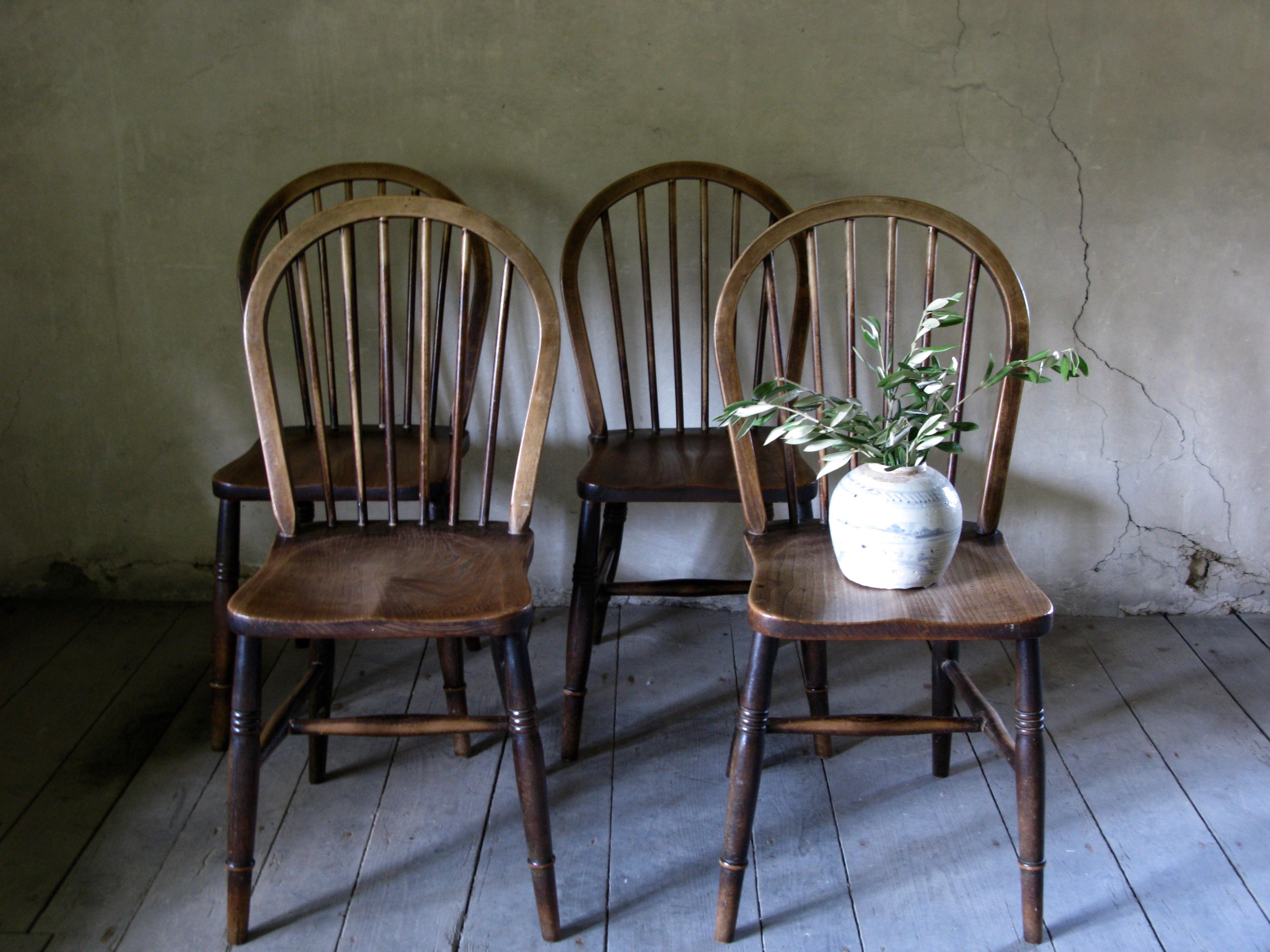 Polished Set of 6 Windsor Dining Chairs, English, Antique Dining Chairs, Oak Chairs