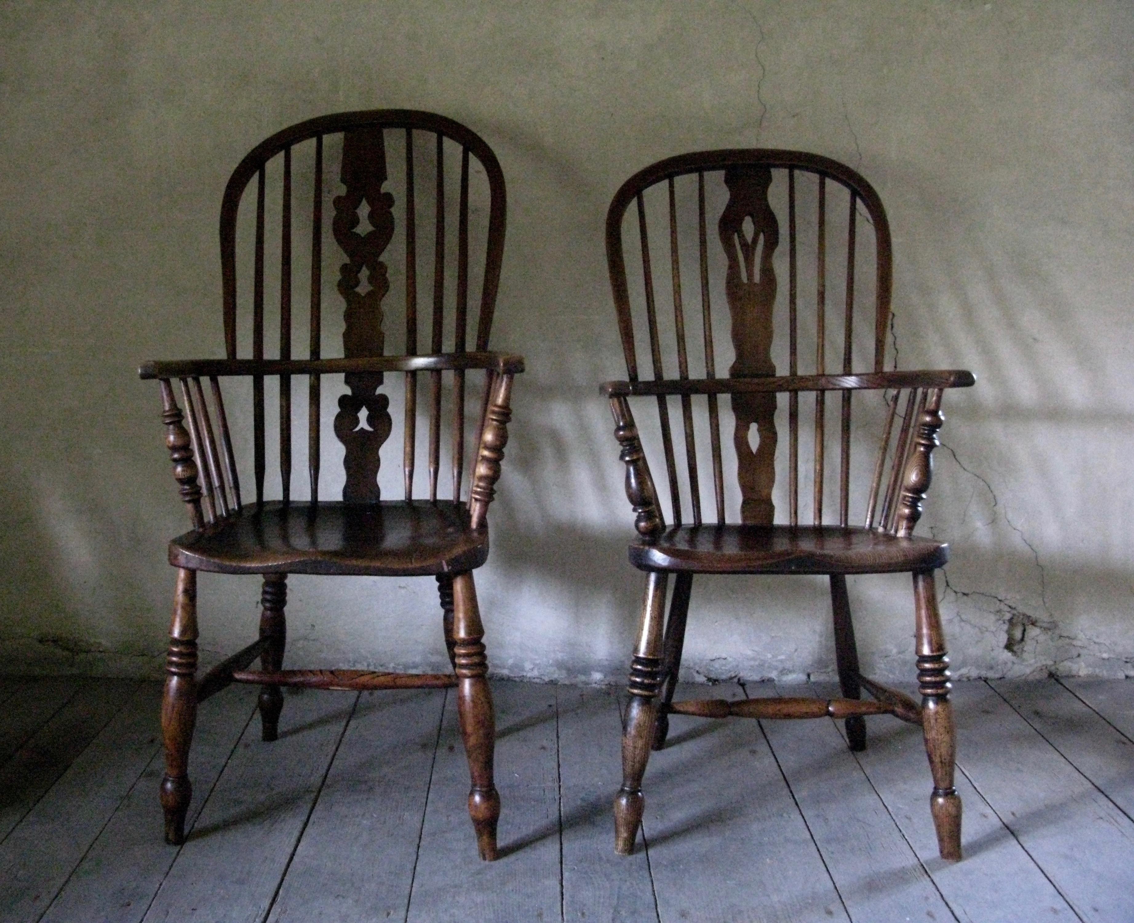 20th Century Set of 6 Windsor Dining Chairs, English, Antique Dining Chairs, Oak Chairs