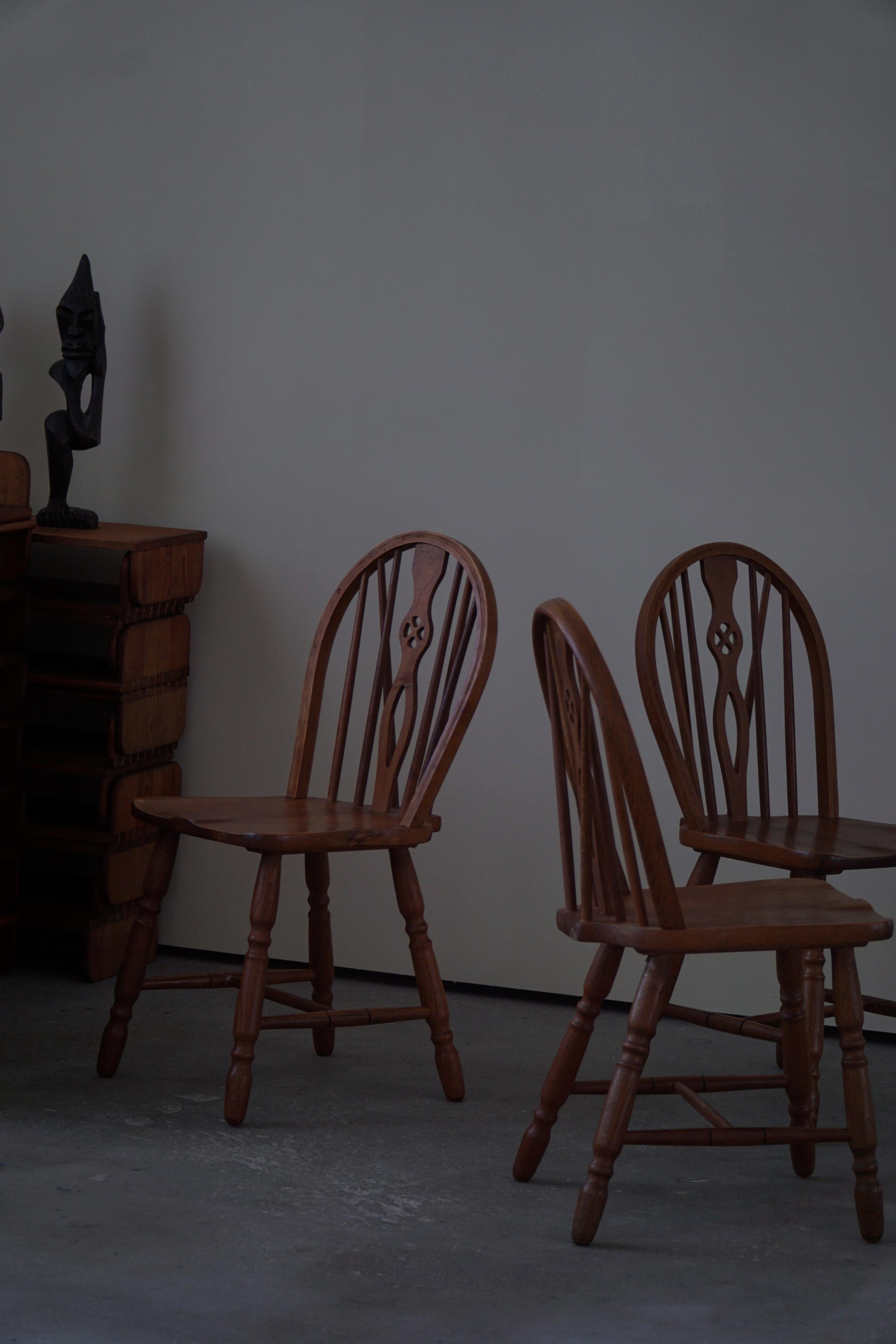 Set of 6 Windsor Dining Room Chairs in Oak, English Edwardian, 19th Century In Good Condition For Sale In Odense, DK