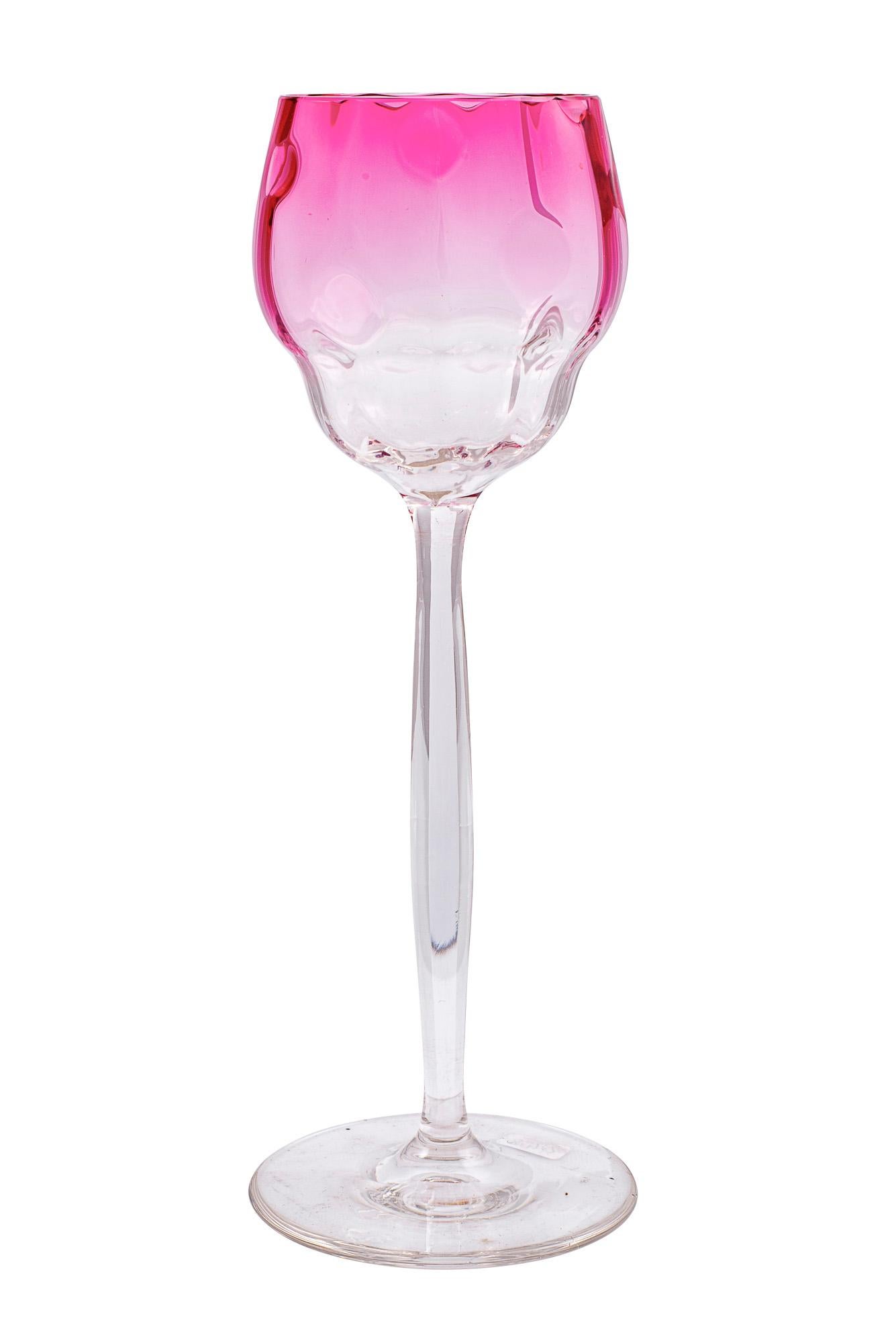 Ensemble de 6 verres à vin Koloman Moser's Neffe circa 1901 Pink Jugendstil Bon état - En vente à Klosterneuburg, AT