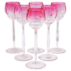 Set of 6 Wine Glasses Koloman Moser Meyr's Neffe circa 1901 Pink Jugendstil