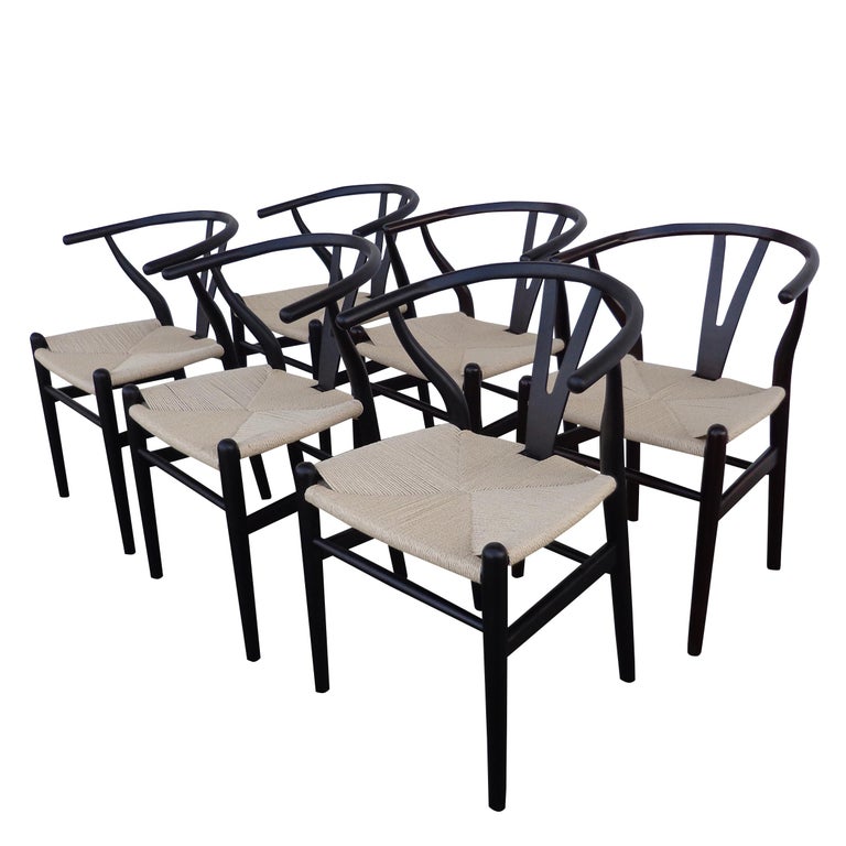 Set of 6 Wishbone Style Dining Chairs at 1stDibs wishbone chair set