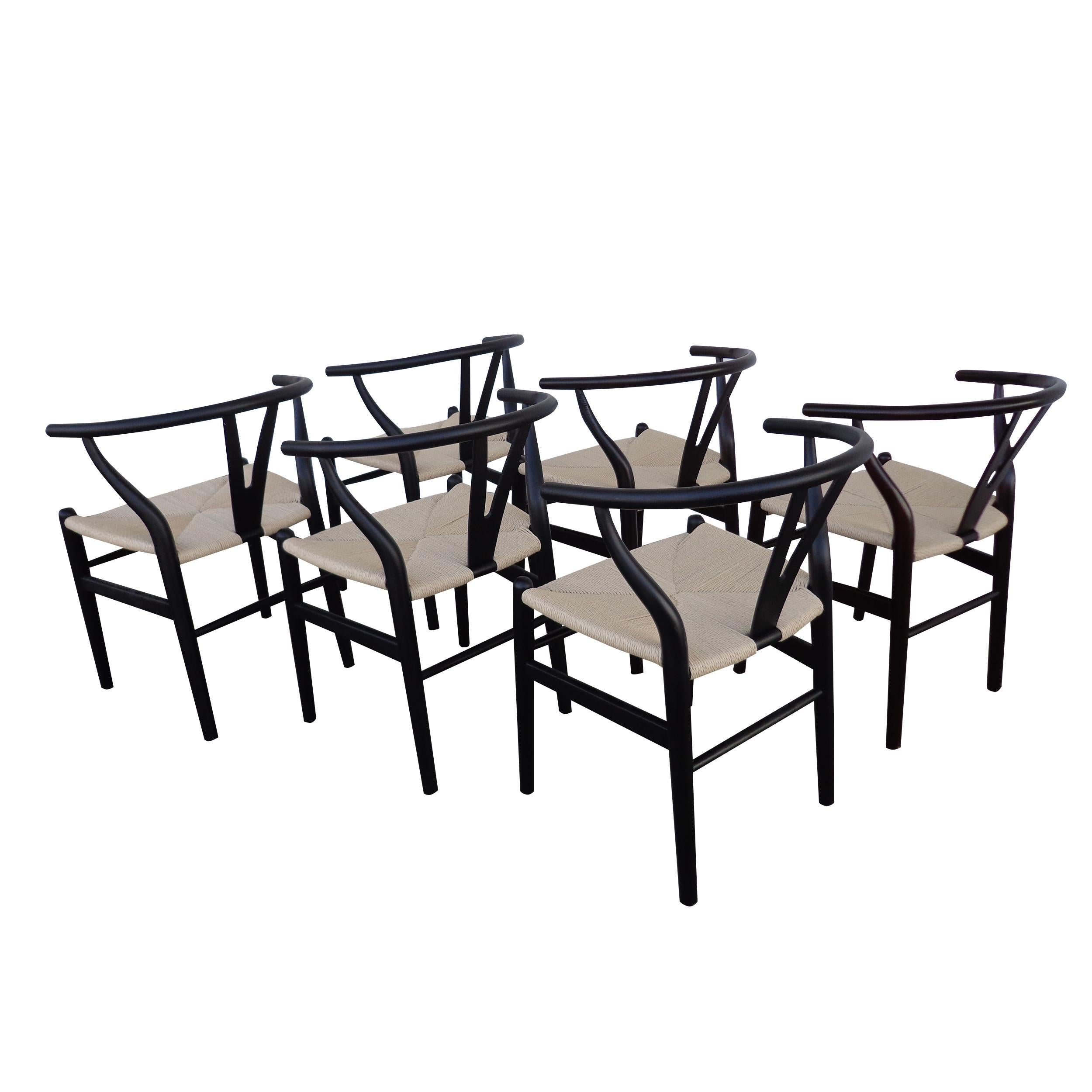 black wishbone chairs set of 6