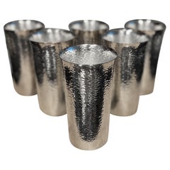 Set of 6, W.M. Mounts Hand Hammered Silver Plated Tumblers or Ice Tea