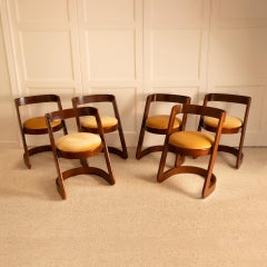 Set of 6 wood and caning chairs - Italy 70s
