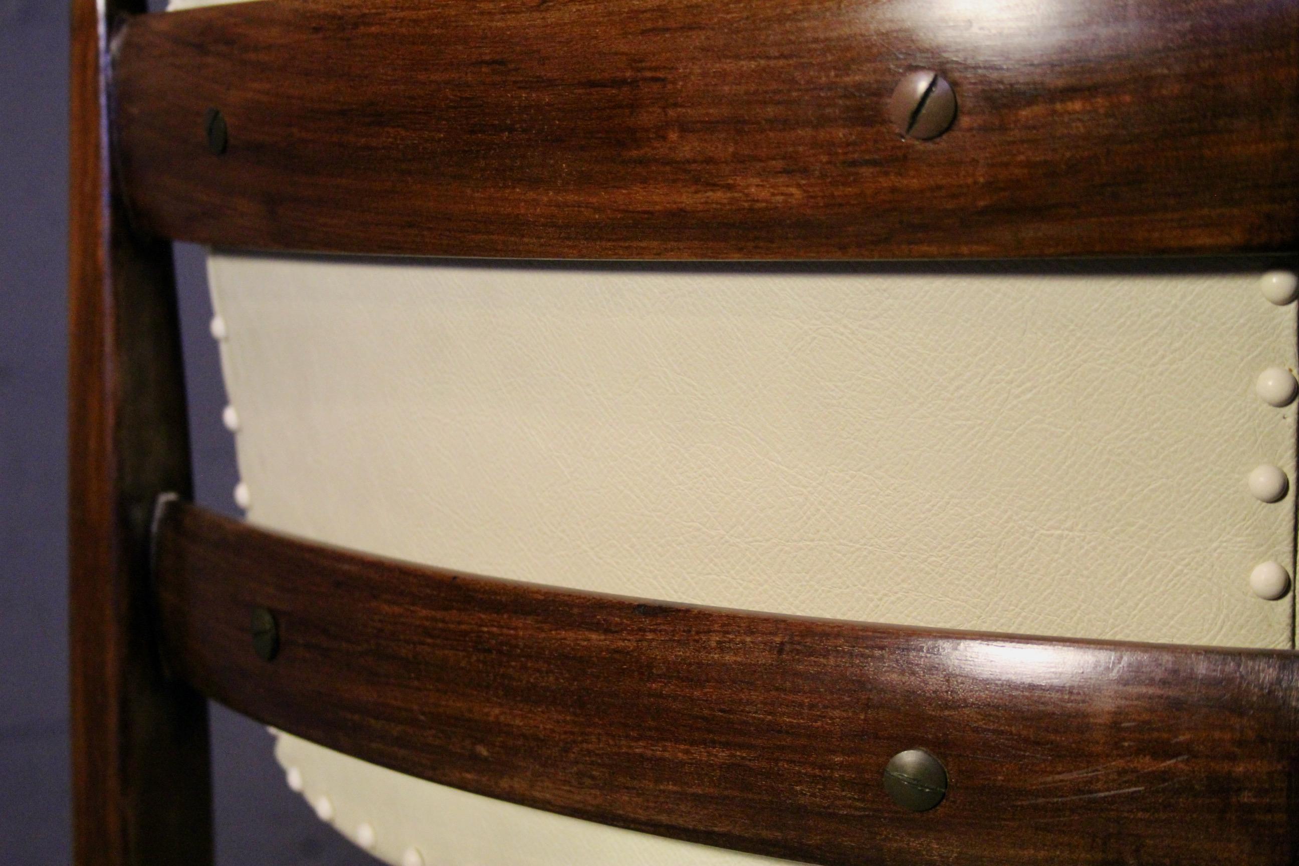Faux Leather Set of 6 wood and faux leather probably Italian production For Sale