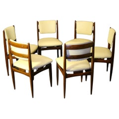 Set of 6 wood and faux leather probably Italian production