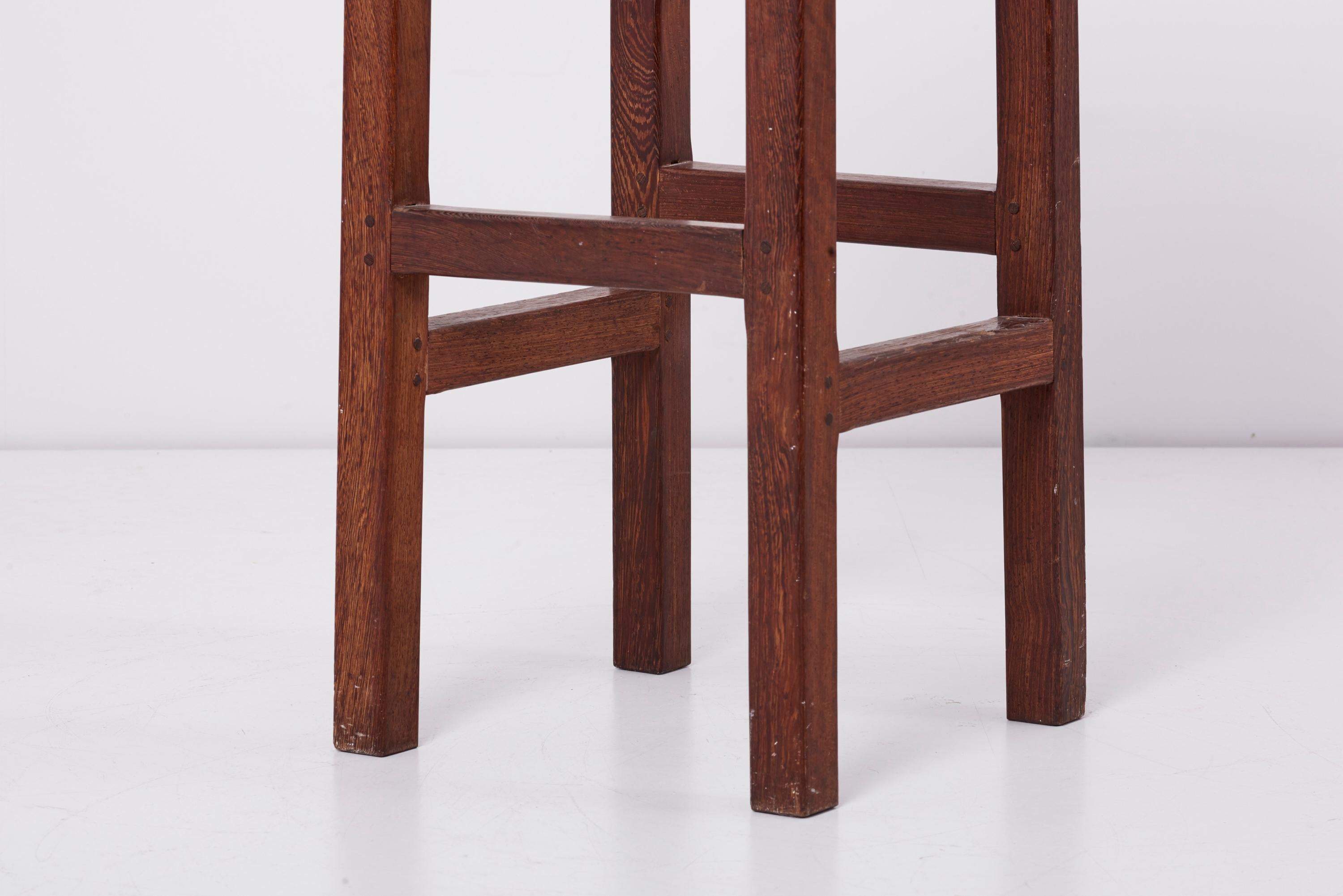 Set of 6 Wood and Leather Mid-Century Modern Barstools, 1960s 3