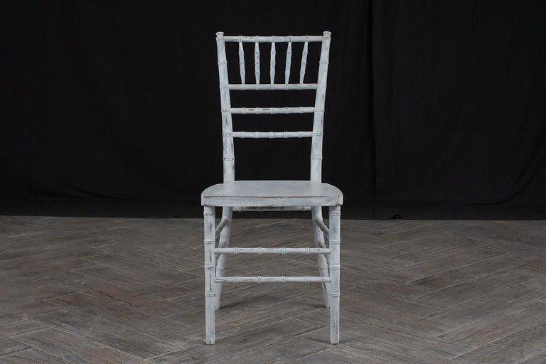European Set of Faux Bamboo Dining Chairs For Sale