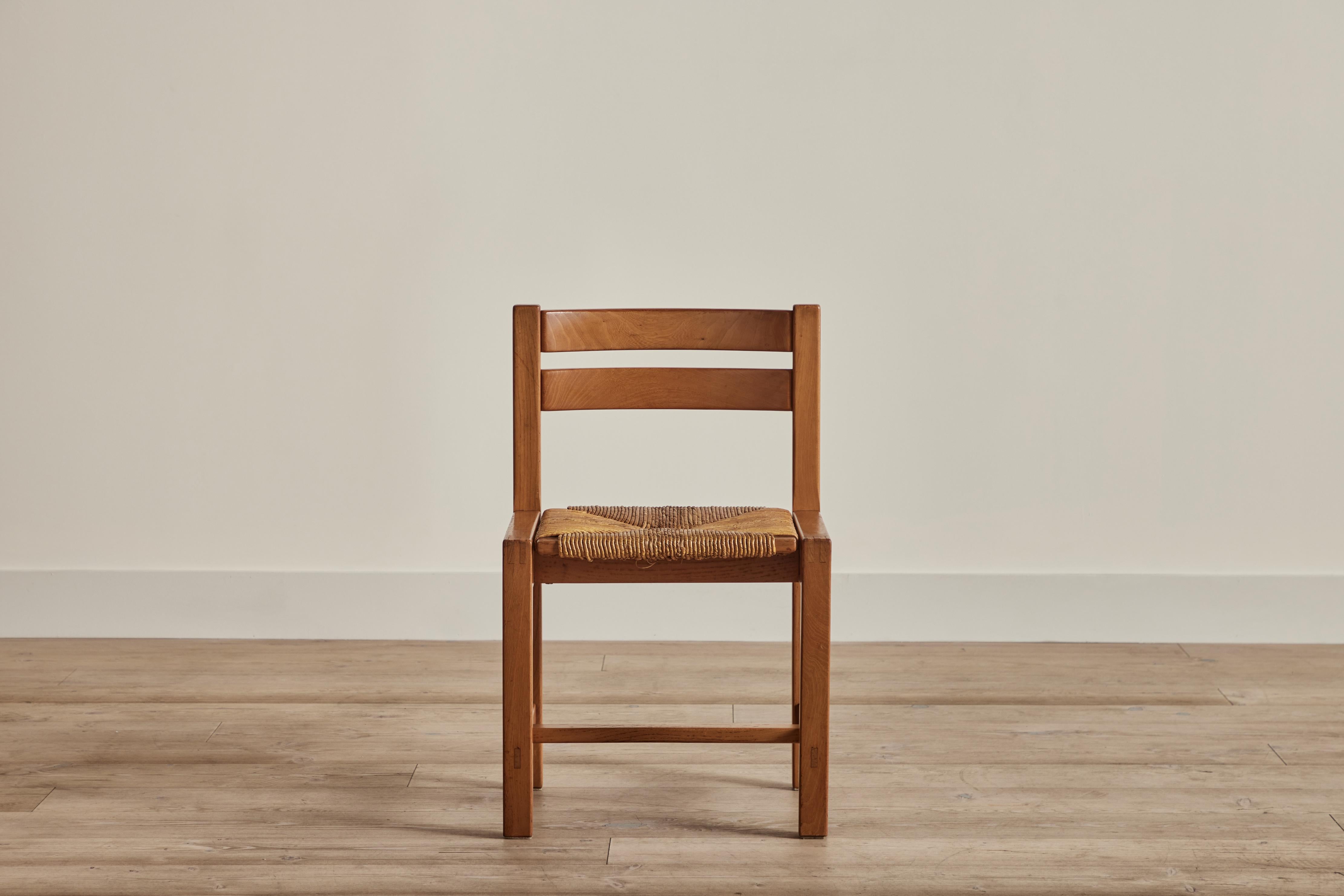 Mid-Century Modern Ensemble de 6 chaises de salle à manger en Wood & Rattan en vente