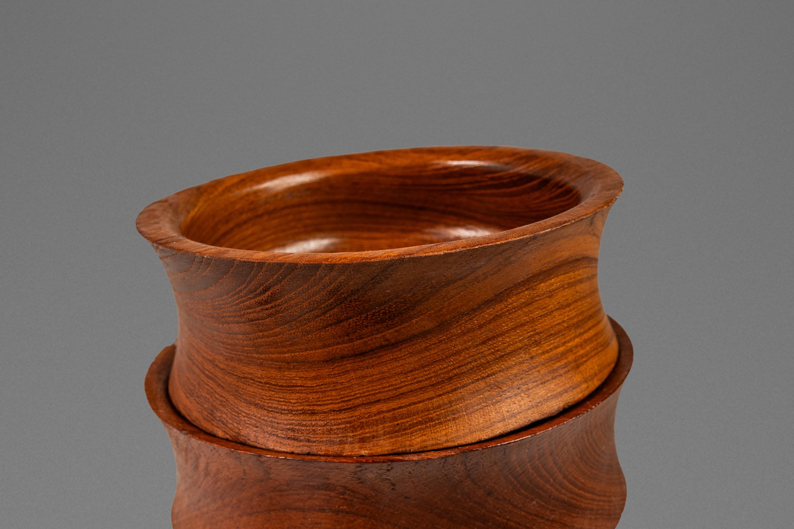 Set von 6 holz gedrechselten Salat-/Servierschalen aus massivem burmesischem Teakholz, ca. 1970er Jahre im Angebot 2