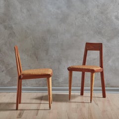 Set di 6 sedie da pranzo in Wood + pelle intrecciata di Pierantonio Bonacina, Italia anni '70