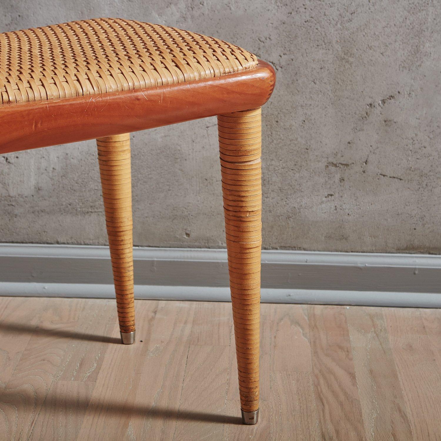Set of 6 Wood + Woven Leather Dining Chairs by Pierantonio Bonacina, Italy 1970s 14