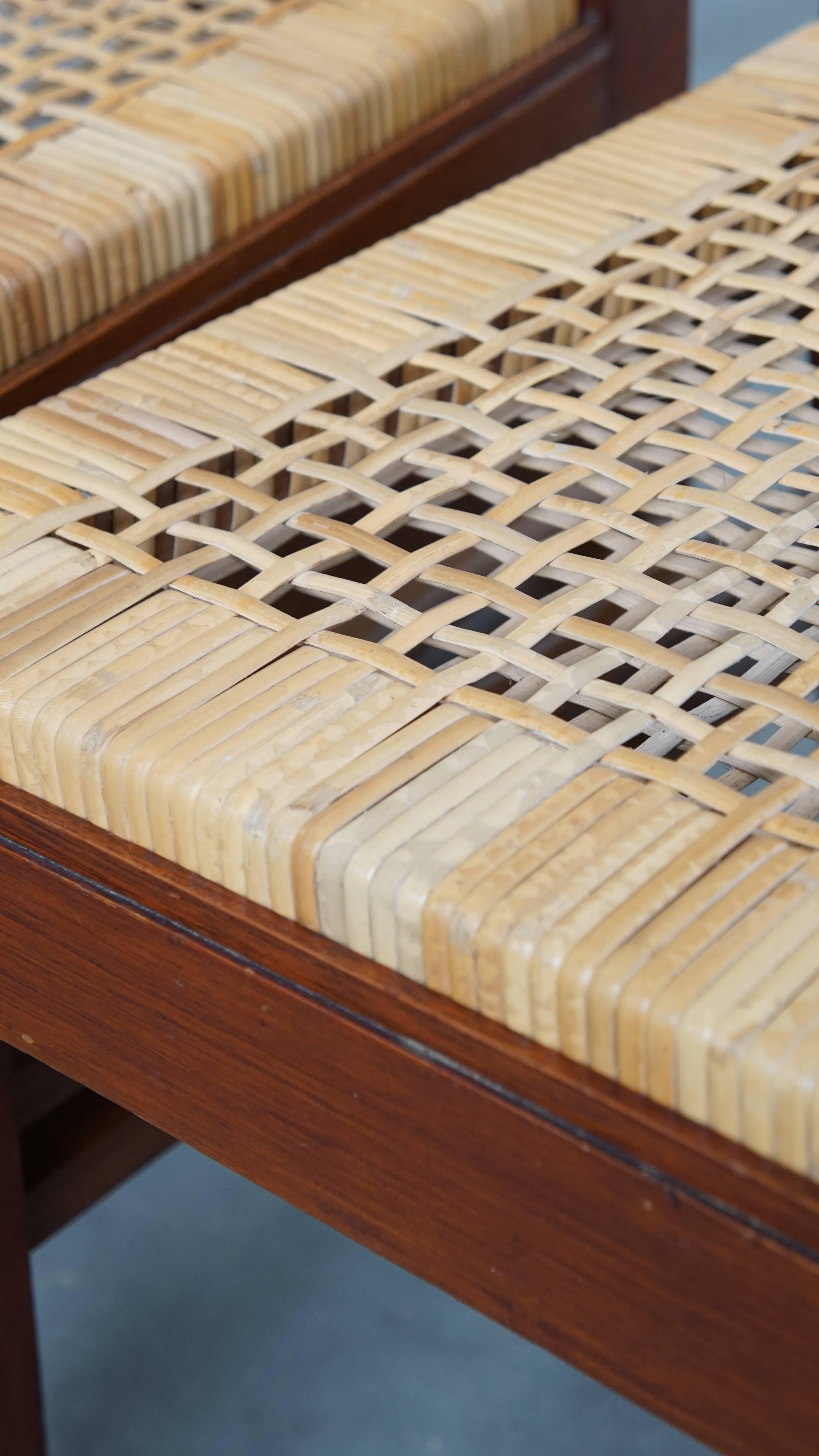 Set di 6 sedie da pranzo in legno dal design Art Déco con seduta e schienale in vimini in vendita 9