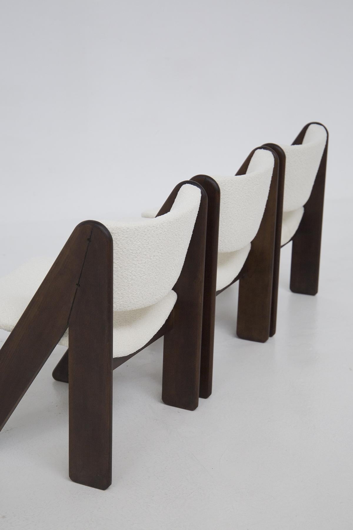 Mid-Century Modern Set of 6 Wooden Chairs by Gigi Sabadin for Stilwood