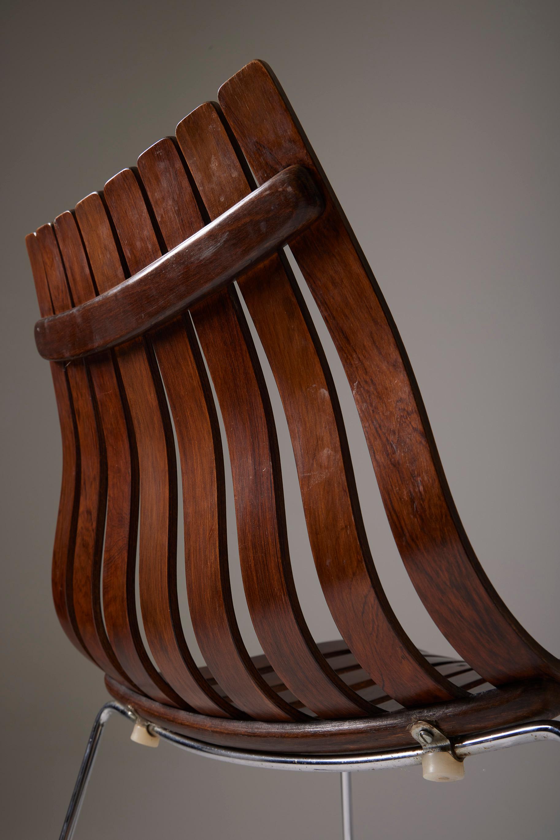  Set of 6 wooden chairs by Hans Brattrud For Sale 8