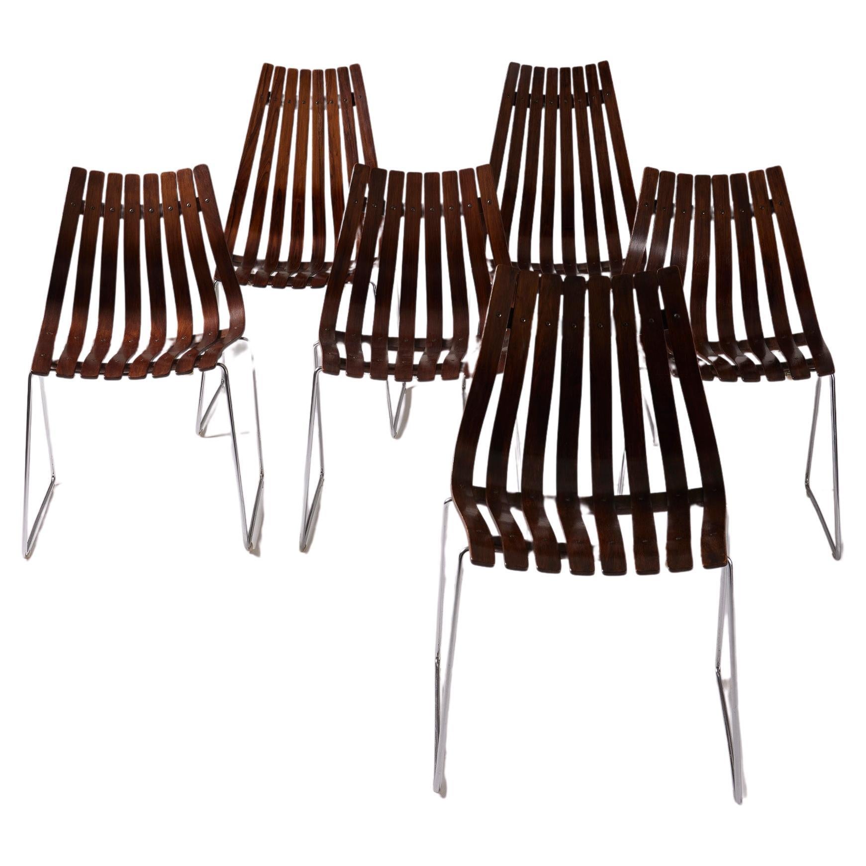  Set of 6 wooden chairs by Hans Brattrud For Sale