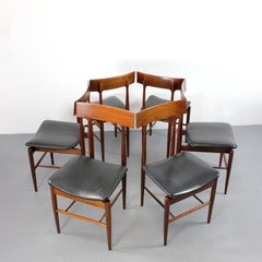 Ensemble de 6 chaises en bois avec revêtement en faux cuir noir - AG Barcelona