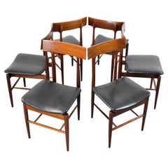 Set of 6 wooden chairs with black faux leather upholstery- AG Barcelona