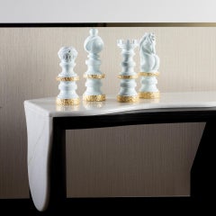 Jeu de 6 pièces d'échecs en bois, bois de tilleul, fait à la main au Portugal par Lusitanus Home