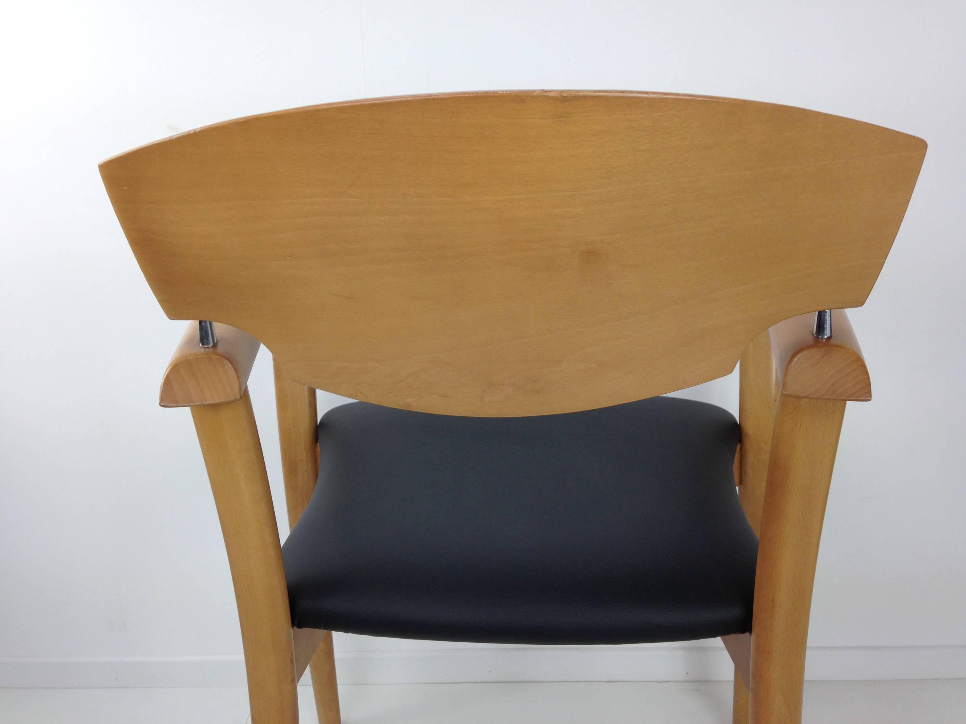 Set of Six Wooden Design of the 1980s Dining Armchairs 4