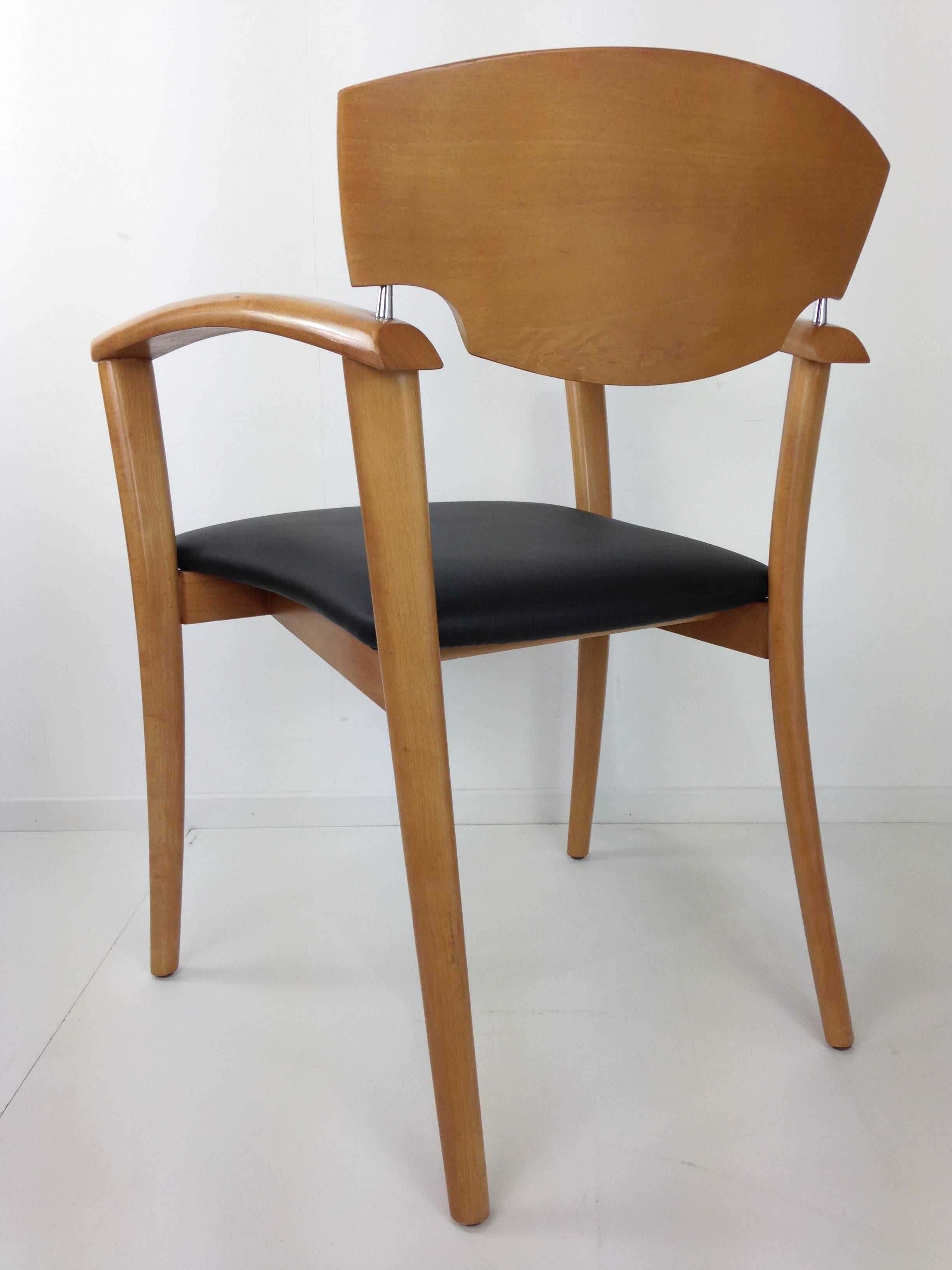 Set of Six Wooden Design of the 1980s Dining Armchairs 6