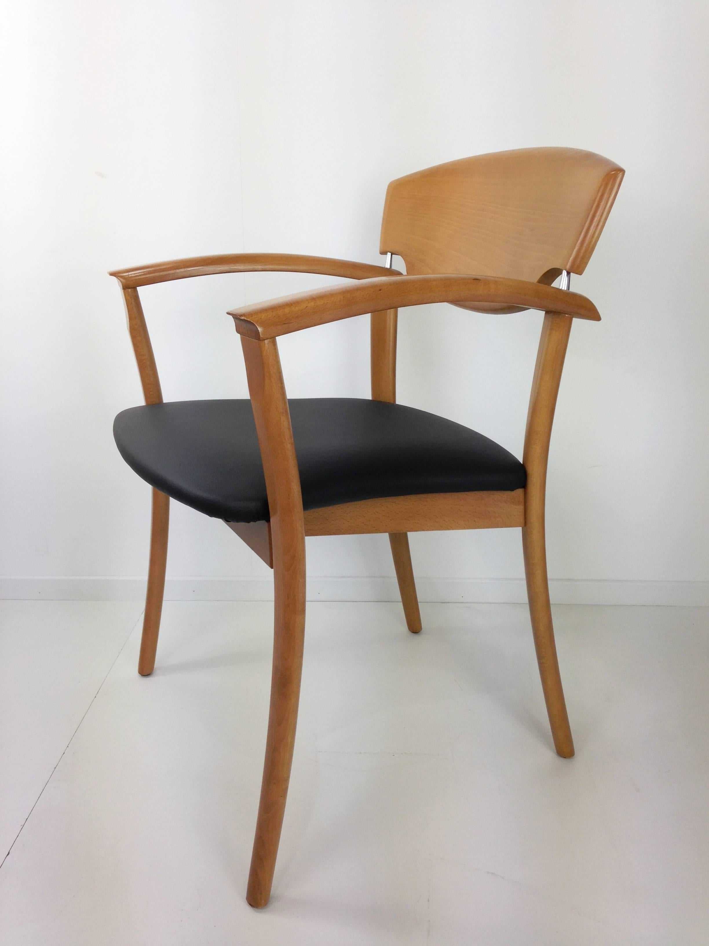 Set of Six Wooden Design of the 1980s Dining Armchairs 8