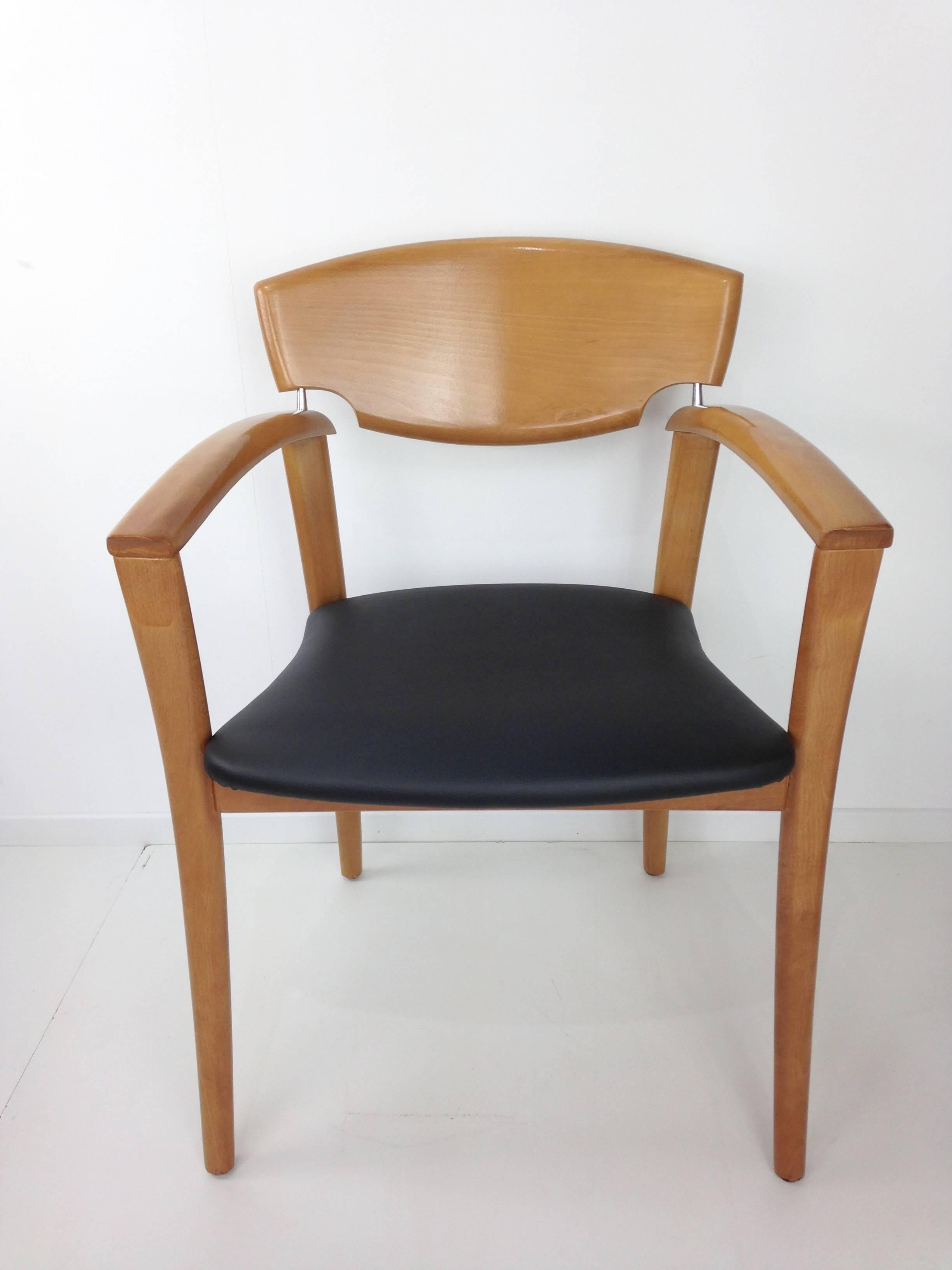 Set of Six Wooden Design of the 1980s Dining Armchairs In Excellent Condition In Tourcoing, FR